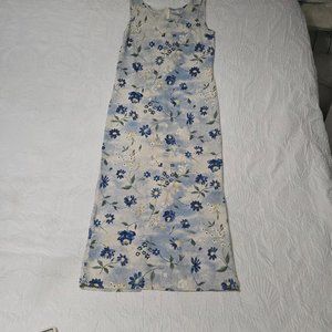 Vintage Bobby Brooks Floral Linen Long Dress Size S 4/6